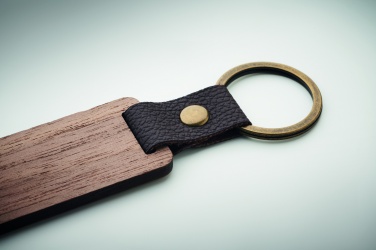 Logotrade advertising products photo of: Key ring in walnut and PU Kokkola