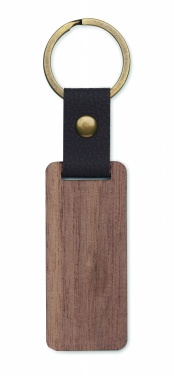 Logo trade promotional products image of: Key ring in walnut and PU