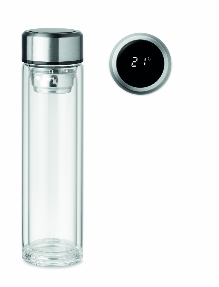 Logo trade business gifts image of: Bottle with touch thermometer