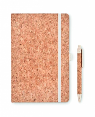 Logo trade promotional giveaways image of: A5 cork notebook with pen