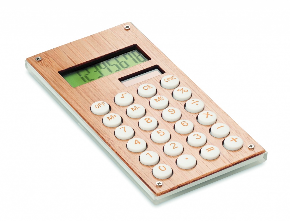 Logo trade promotional merchandise image of: 8 digit bamboo calculator