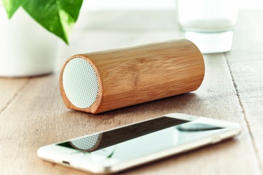 Logo trade promotional products image of: Wireless bamboo speaker 2x5W