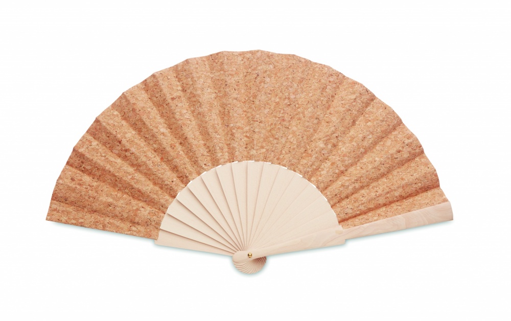 Logo trade promotional item photo of: Wood hand fan with cork fabric