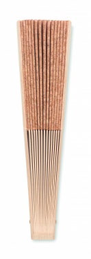 Logo trade corporate gifts image of: Wood hand fan with cork fabric