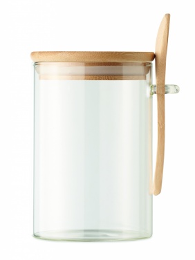 Logo trade promotional merchandise picture of: Glass jar with spoon 600 ml