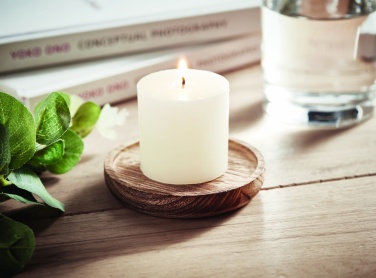 Logo trade corporate gifts image of: Candle on round wooden base