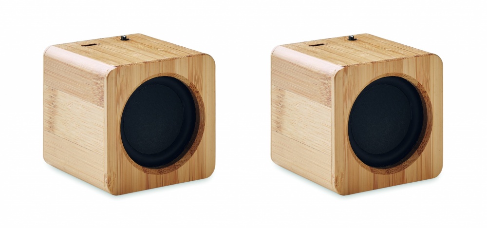 Logo trade advertising products picture of: Set of Bamboo wireless speaker