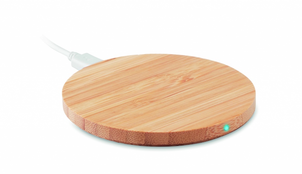 Logotrade promotional gift image of: Wireless charger bamboo 10W RUNDO +