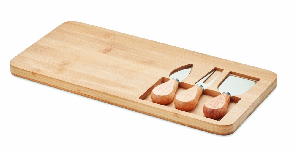 Logo trade promotional gift photo of: Bamboo Cheese board set Leipzig