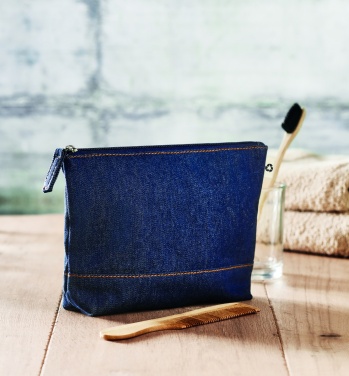 Logotrade promotional item image of: Recycled denim cosmetic pouch