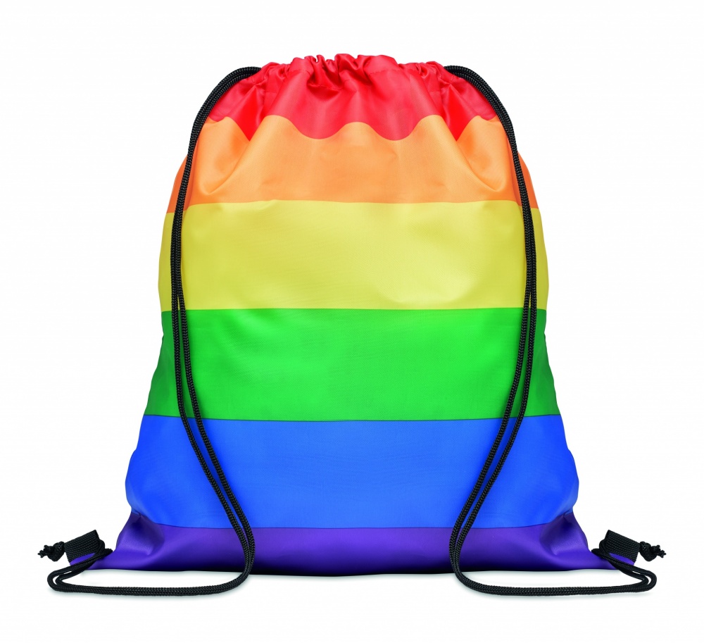 Logo trade promotional gift photo of: Rainbow RPET drawstring bag