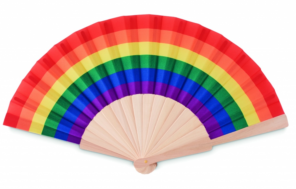 Logo trade corporate gifts image of: Rainbow wooden hand fan