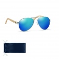 Bamboo sunglasses in pouch, Blue