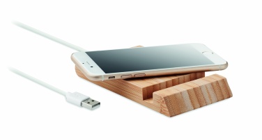 Logo trade business gift photo of: Bamboo wireless charger  10W ODOS