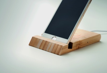 Logo trade promotional merchandise photo of: Bamboo wireless charger  10W ODOS