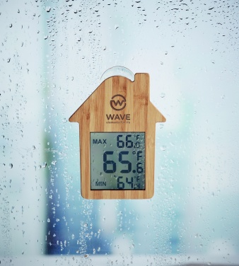 Logo trade business gifts image of: Bamboo weather station