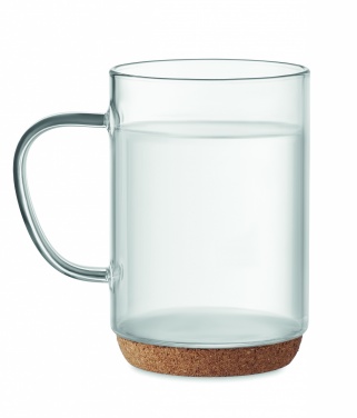 Logo trade promotional items image of: Glass mug 400ml with cork base