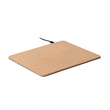 Logo trade business gift photo of: Cork mouse mat charger 15W