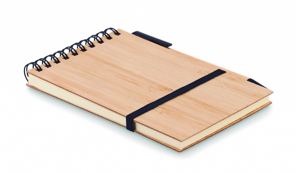 Logo trade promotional product photo of: A6 bamboo notepad with pen