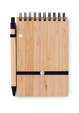 Logotrade promotional giveaway image of: A6 bamboo notepad with pen