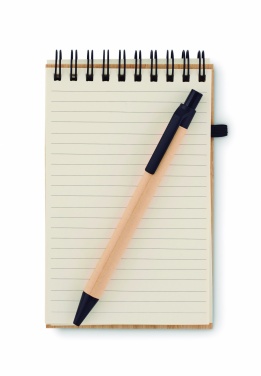 Logo trade promotional items image of: A6 bamboo notepad with pen