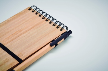 Logo trade promotional merchandise picture of: A6 bamboo notepad with pen