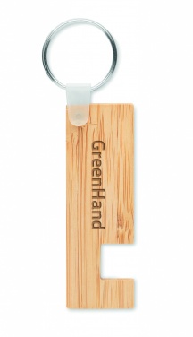 Logo trade corporate gift photo of: Bamboo stand and key ring Savonlinna