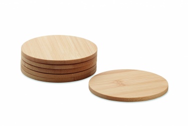 Logo trade promotional gift photo of: Set of 6 bamboo coasters