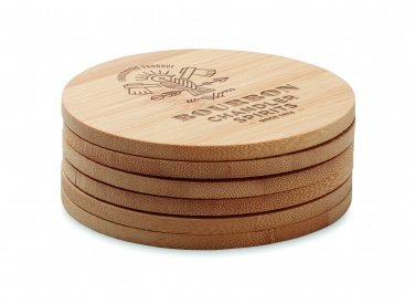 Logo trade corporate gifts picture of: Set of 6 bamboo coasters