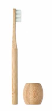 Logo trade promotional merchandise image of: Bamboo tooth brush with stand