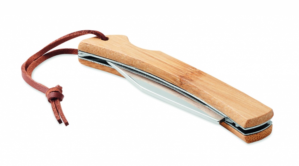 Logo trade promotional gifts image of: Foldable knife in bamboo