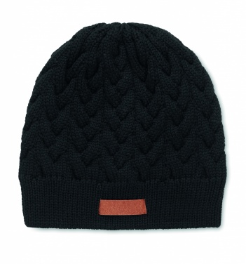 Logo trade business gift photo of: Cable knit beanie in RPET