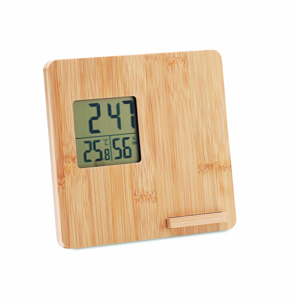 Logo trade promotional gifts picture of: Bamboo weather station 10W