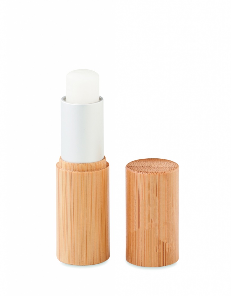 Logo trade promotional merchandise photo of: Lip balm in bamboo tube box