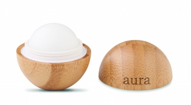 Logo trade advertising products picture of: Lip balm in round bamboo case