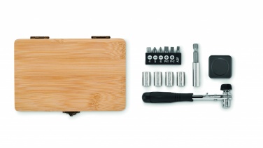 Logo trade promotional items picture of: 13 piece tool set, bamboo case