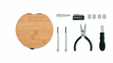 Logo trade promotional merchandise photo of: 15 piece tool set bamboo case