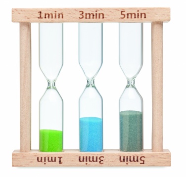 Logo trade business gifts image of: Set of 3 wooden sand timer