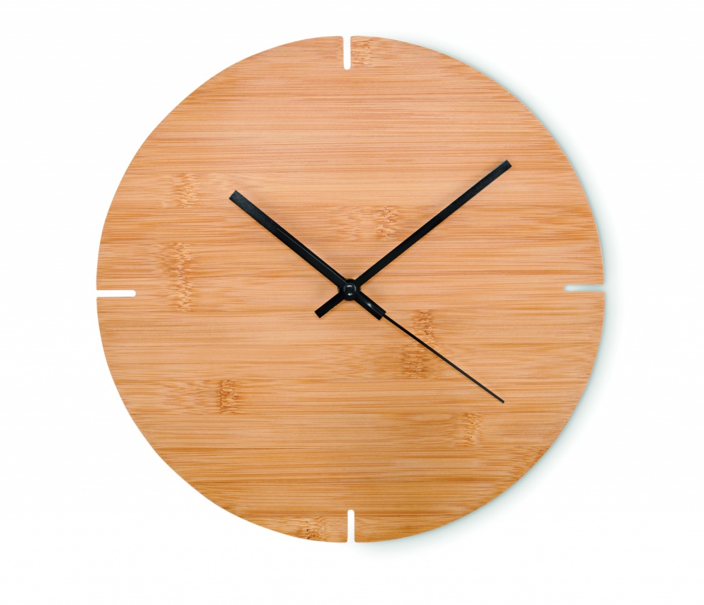 Logo trade promotional merchandise picture of: Round shape bamboo wall clock