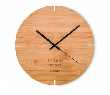 Logo trade business gift photo of: Round shape bamboo wall clock