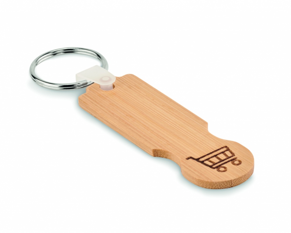 Logotrade promotional item picture of: Bamboo euro token key ring Rauma