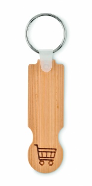 Logo trade business gifts image of: Bamboo euro token key ring