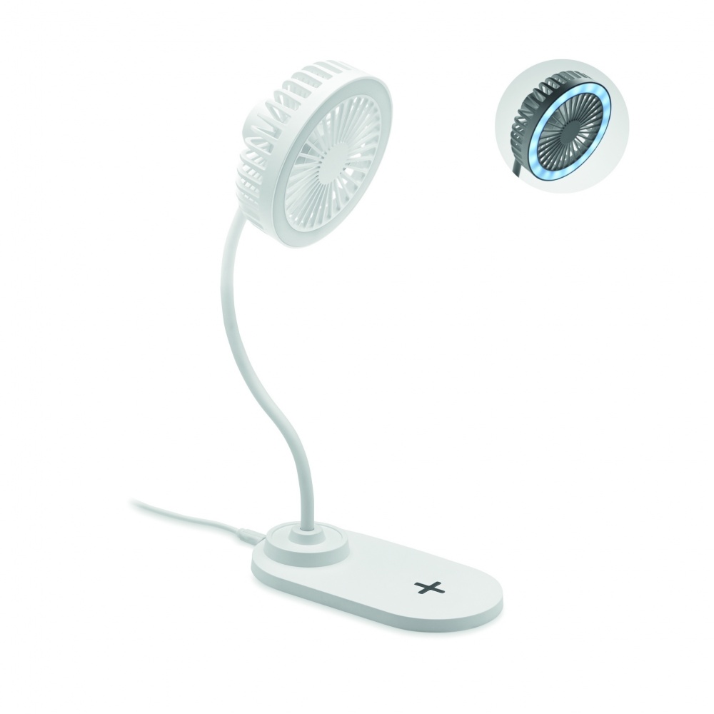 Logo trade promotional giveaways image of: Desktop charger fan with light