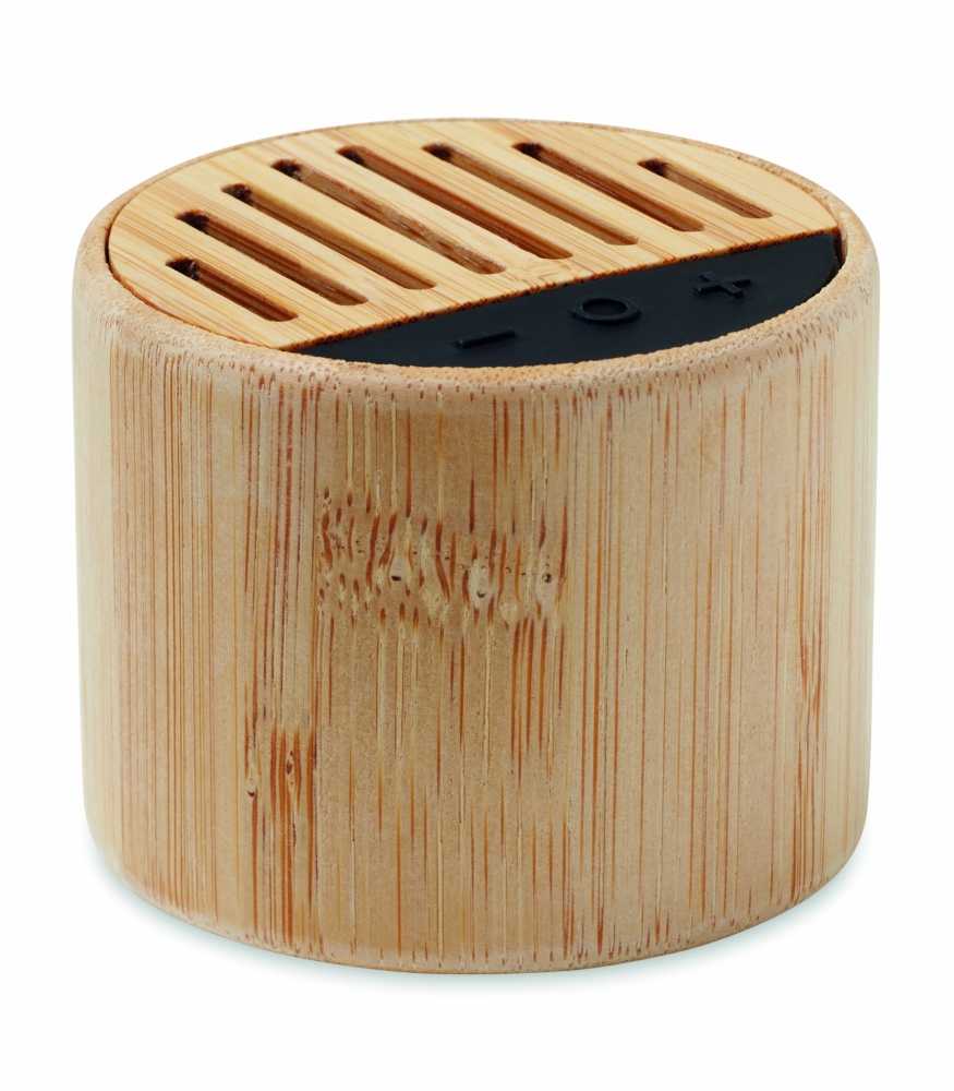 Logotrade promotional giveaway picture of: Round bamboo wireless speaker