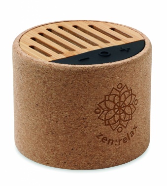 Logo trade advertising products picture of: Round cork wireless speaker