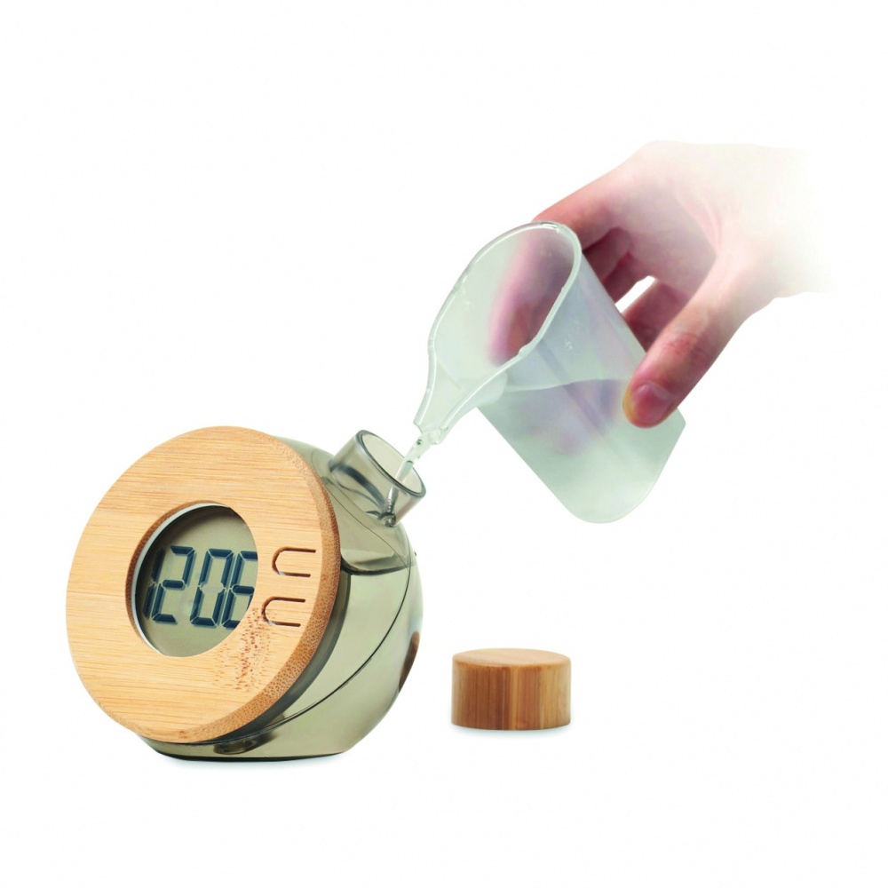 Logo trade promotional giveaway photo of: Water powered bamboo LCD clock