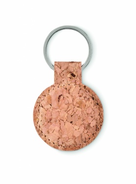 Logo trade promotional merchandise photo of: Round cork key ring Mikkeli