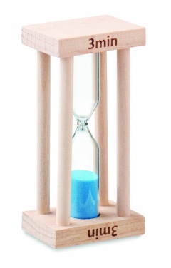 Logo trade promotional merchandise picture of: Wooden sand timer 3 minutes