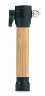 Logotrade promotional product picture of: 3-in-1 bamboo flashlight with an emergency hammer and seatbelt cutter