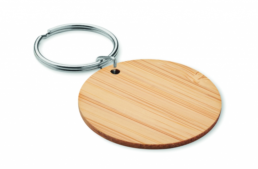 Logo trade promotional gifts image of: Round bamboo key ring Pieksämäki